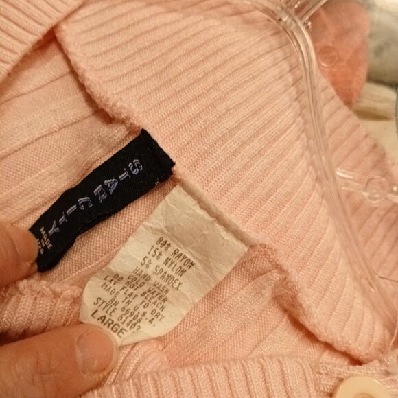 STAR CITY Ribbed Sweater Top Jr. Large Pink 3/4 Raglan Boat neck Soft & Stretchy - Picture 7 of 7